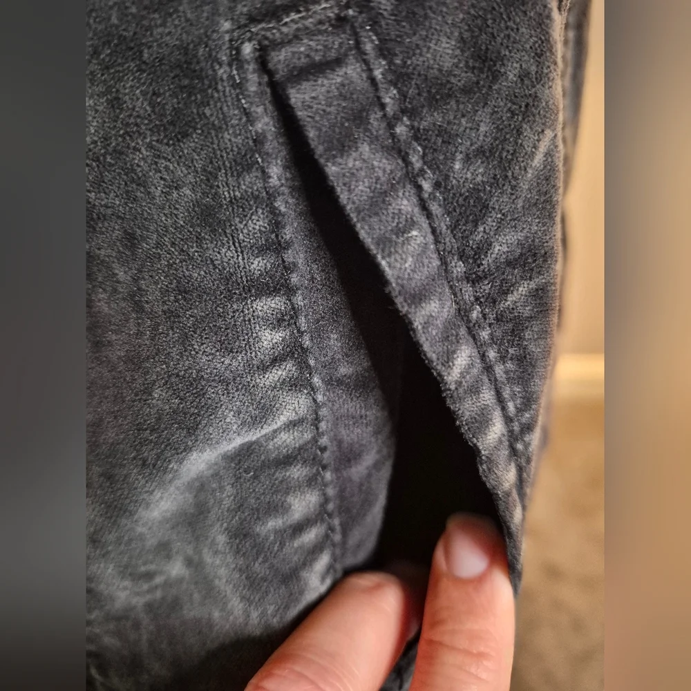 Lucky Brand Jeans The Tommy Trucker Charcoal Black Velvet Jacket - M - Picture 11 of 15